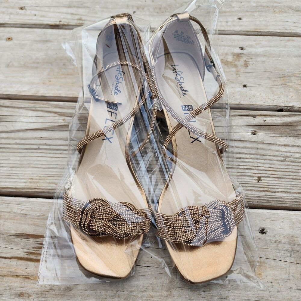 LifeStride Womens Sz 10M Captivate Bronze Strappy Block Heel Dress Sandals - Picture 6 of 14